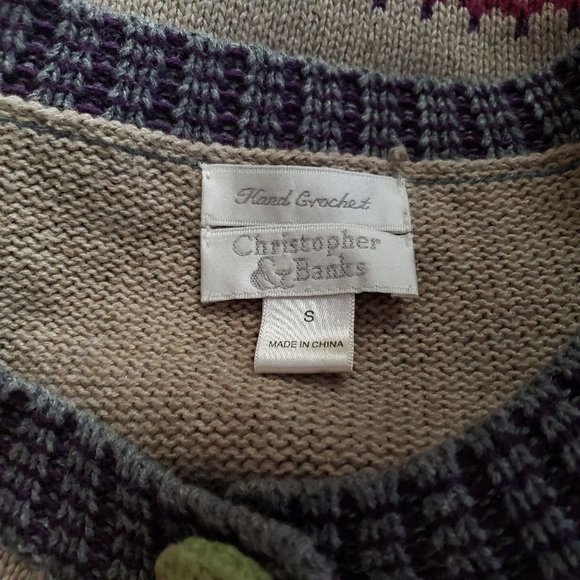 Vintage Christopher & Banks Hand Crochet Cardigan Sweater - Picture 3 of 8